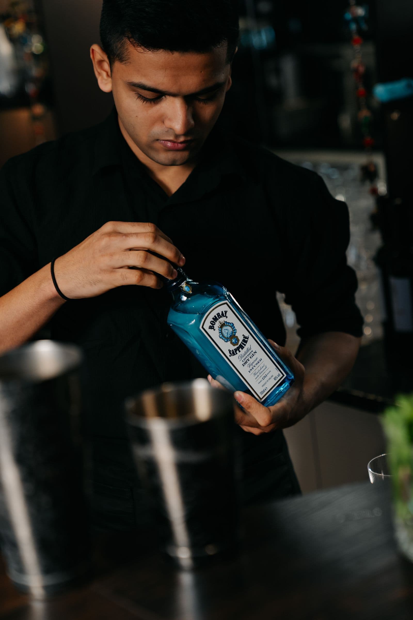 A branded Koyal cocktail bottle beautifully presented at the bar