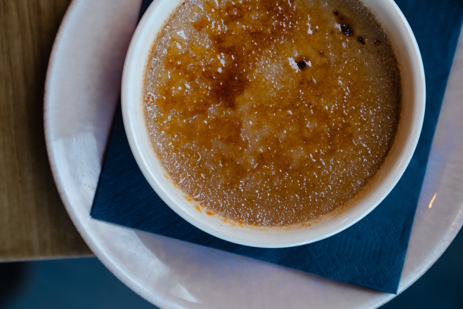 Masala Chai Brûlée - signature dish at Koyal Indian Restaurant, Surbiton