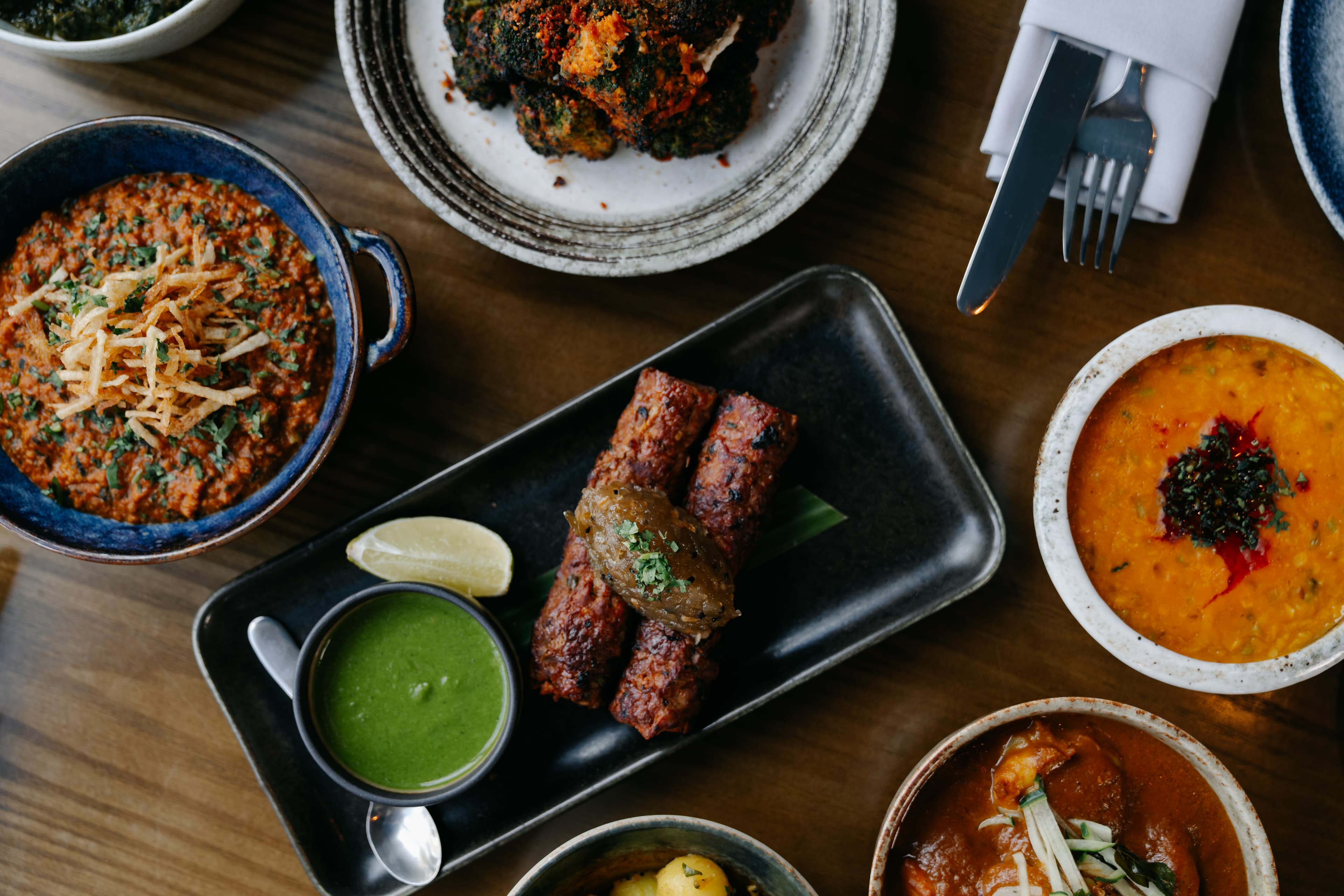 Quail & Duck Seekh Kebab - signature dish at Koyal Indian Restaurant, Surbiton